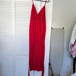 Elegant Red Spaghetti Strap Dress